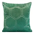 Poszewka na poduszkę 45x45 cm welwetowa ze złotym wzorem plastra miodu ciemnozielono BLINK Eurofirany