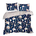 Pościel 220x200 cm bawełniana kolor granatowy, ciemnokremowy z wzorem kwiatowym NIKA 48 Eurofirany