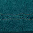 Ręcznik do rąk 30x50 cm bawełniany kolor ciemnoturkusowy zdobiony bordiurą z błyszczącym wzorem 500 g/m2 KARIN Eurofirany