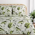 Pościel 160x200 cm bawełniana kolor biały, zielony z wzorem egzotycznych liści ELEN Eurofirany