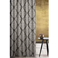 Zasłona szyta na taśmie fala popielato szara tkanina w ornamentowy wzór, z dodatkiem połyskującej nici