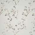 Zasłona kremowo, szampańska z błyszczącym nadrukiem kwiatu jabłoni, welwetowa 140x270 cm taśma SELENA  Eurofirany
