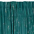 Zasłona ciemnoturkusowa ze złotym wzorem przecierki, welwetowa 140x300 cm taśma NADIA Eurofirany
