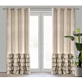 Zasłona beżowa zdobiona falbanami z welwetu 140x250 cm przelotka DANI Eurofirany