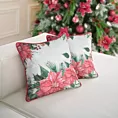 Poszewka na poduszkę 45x45 cm welwetowa z nadrukiem z motywem gwiazdy betlejemskiej różowo, kremowa JINGLE 37 Eurofirany