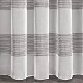 Firana szyta na taśmie 5 cm ALFREDA biało szara z miękkiej etaminowej tkaniny ozdobionej ażurowymi pasami