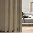 Zasłona szyta na taśmie fala ENYA jasnobrązowa z miękkiej półmatowej tkaniny welwetowej