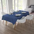 Obrus szyty granatowy z tkaniny zaciemniającej typu dimout o naturalnym splocie, z efektem melanżu