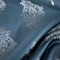 Roleta rzymska granatowo srebrna z eleganckiej tkaniny w drobny ornamentowy wzór
