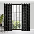 Zasłona czarno, złota haftowana w duże karo z tkaniny welwetowej 140x250 cm przelotka MARGO Pierre Cardin Eurofirany