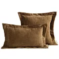 Poszewka na poduszkę  55x55 cm z szenilowej tkaniny jasnobrązowa o widocznym ozdobnym splocie Eva Minge Elegante Eurofirany