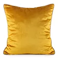 Poszewka na poduszkę 60x60 cm welwetowa o delikatnym połysku z ozdobną lamówką musztardowa GAJA 2 Eurofirany