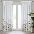 Zasłona biało, zielona z nadrukiem malowanych kwiatów z etaminy 140x270cm taśma DOLLY Eurofirany