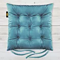 Poduszka na krzesło dwustronna 40 x 40 x 6 cm welwetowa ciemnoturkusowa z dziewięcioma pikowaniami Eurofirany