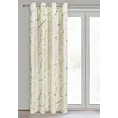 Zasłona kremowo, złota z błyszczącym nadrukiem z welwetu, złote przelotki 140x250 cm MOLLY Eurofirany