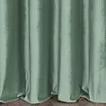 Zasłona szyta na taśmie fala miętowa z tkaniny welwetowej w pionowe prążki, wykończona obciążnikiem