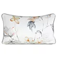 Poduszka 45 x 30 cm welwetowa biało, pomarańczowa z motywem roślinnym z wypustką na brzegach AMELIA EUROFIRANY PREMIUM