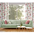 Zasłona biało, ciemnoróżowa zdobiona nadrukiem kwiatów 140x250 cm przelotka DEBI Eurofirany