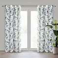 Zasłona naturalno, jasnoniebieska zdobiona nadrukiem kwiatów z etaminy 140x250 cm przelotka PATI Eurofirany