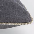 Poszewka na poduszkę 43x43 cm lniana z dodatkiem bawełny z pasmanterią z ozdobnymi cyrkoniami na brzegach stalowa LEN Eurofirany