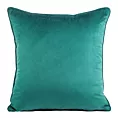 Poszewka na poduszkę 40x40 cm welwetowa, dwukolorowa z ozdobną wypustką na brzegach morsko, ciemnoturkusowy MEL Eurofirany