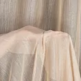 Firana szyta na przelotkach jasnobeżowa z delikatnej tkaniny o luźnym splocie, wykończona obciążnikiem