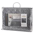 Narzuta welwetowa stalowo, srebrna 170x210 cm pikowana metodą hot press z wzorem błyszczącej przecierki BLINK 3 EUROFIRANY PREMIUM