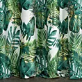 Zasłona szyta na taśmie 5 cm biało zielona miękka, welwetowa, z błyszczącym nadrukowanym motywem botanicznym
