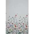 Zasłona biało, zielona z nadrukiem malowanych kwiatów z etaminy 140x270cm taśma DOLLY Eurofirany