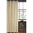 Zasłona beżowo, złota haftowana w duże karo z tkaniny welwetowej 140x250 cm przelotka MARGO Pierre Cardin Eurofirany