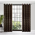 Zasłona czarno, złota ze wzorem liści, zaciemniająca 140x250 cm przelotka MARIGOLD Eurofirany