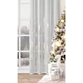 Firana świąteczna biało, złota z etaminy zdobiona subtelnymi choinkami 140x250 cm przelotka - ELSA
