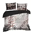 Pościel 160x200 cm z makosatyny bawełnianej kolor jasnobrązowy, czarny z motywem zwierzęcym EVA 21 Eva Minge Eurofirany