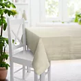 Obrus szyty jasnobeżowy z miękkiej tkaniny welwetowej