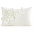 Poszewka na poduszkę 30 x 50 cm welwetowa kolor kremowy zdobiona aplikacja w róże Eurofirany