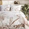 Pościel 220x200 cm z satyny bawełnianej kolor biało brązowy z motywem botanicznym Eurofirany Premium
