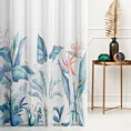Tkanina firanowa etamina z nadrukiem egzotycznych liści zakończona szwem obciążającym Eurofirany