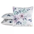 Poszewka na poduszkę 45x45 cm welwetowa zdobiona nadrukiem kwiatów biało, fioletowa MINK Eurofirany