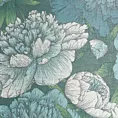 Zasłona oliwkowo, turkusowa w kwiaty peonii 140x250 cm przelotka ASTER Eurofirany
