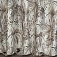 Zasłona szyta na taśmie 5 cm biało srebrna miękka, welwetowa, z nadrukowanym motywem botanicznym i błyszczącymi elementami