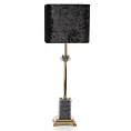 Lampa stołowa do salonu czarno, złota NELI z podstawą z żywicy poliestrowej wykończona welwetowym abażurem Eurofirany