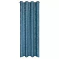 Zasłona niebieska z welwetu wytłaczanego w liście 140x250 cm przelotka OCTAVIA Eurofirany