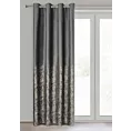 Zasłona grafitowo, szampańska zdobiona błyszczącym nadrukiem z welwetu 140x250 cm przelotka TORI Eurofirany