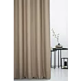 Zasłona szyta na flexach ciemnobeżowa z miękkiej tkaniny o naturalnym splocie w stylu ekologicznym