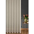 Firana szyta na taśmie fala kremowa z delikatnej w dotyku etaminy w stylu eko z efektem kreszowania, wykończona obciążnikiem