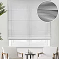 Roleta rzymska jasnoszara z cienkiej matowej etaminy, wykończona obciążnikiem
