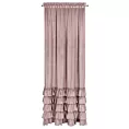 Zasłona pudrowo różowa z welwetu zdobiona falbanami 140x270 cm taśma CHARLOTTE Eurofirany