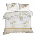 Pościel 220x200 cm z mieszanki włókien kolor biały, beżowy z motywem liści miłorzębu LEA7 Design 91 Eurofirany