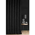 Zasłona szyta na taśmie fala czarna z delikatnej tkaniny z aplikacją i haftem