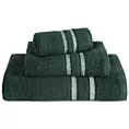 Ręcznik do rąk 30x50 cm bawełniany kolor ciemnozielony w kontrastujące pasy 500 g/m2 DINA Eurofirany